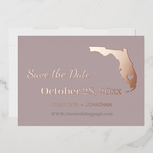 Florida Wedding Save the Date Rose Gold Folieneinladung (Briefumschlag)