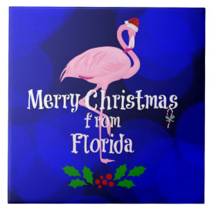 Florida Weihnachtsgrüße von Santa Flamingo Fliese