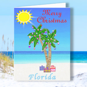 Florida Weihnachtskarten Palm Tree on Beach Feiertagskarte