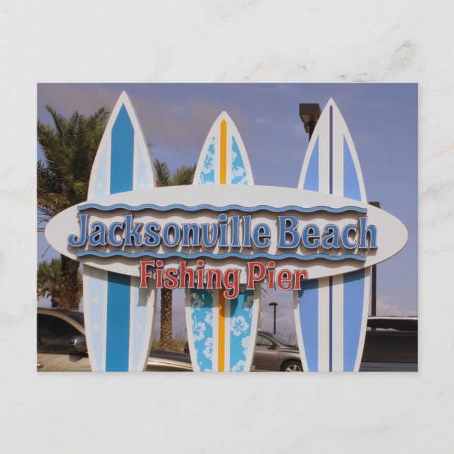Florida: Zeichen von Jacksonville Beach & Fishing  Postkarte (Vorderseite)