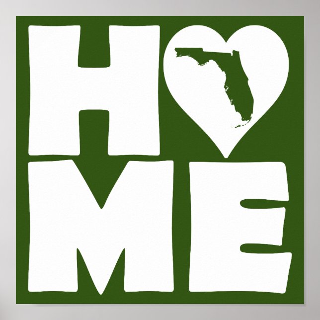 Florida Zuhause Heart Staat Plakatzeichen Poster (Vorne)