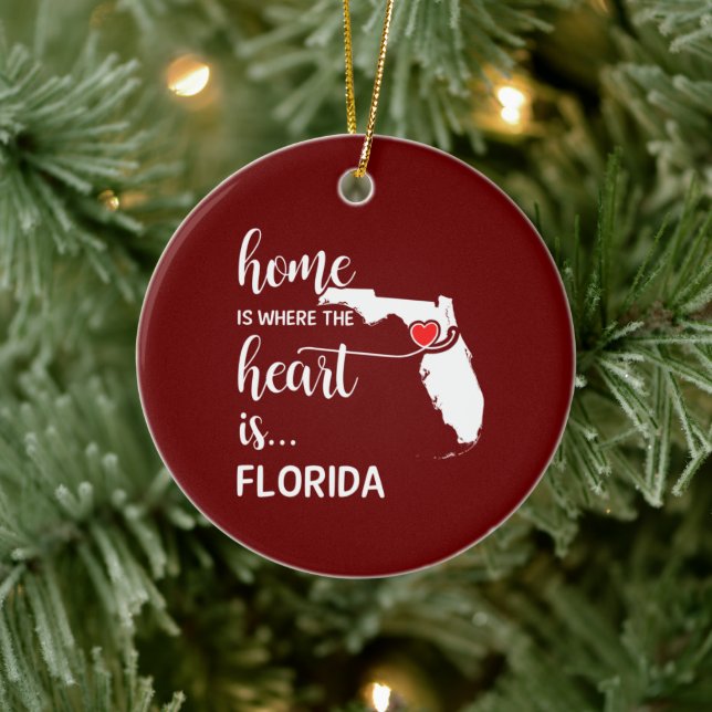 Florida Zuhause ist, wo das Herz personalisiert is Keramik Ornament (Baum)