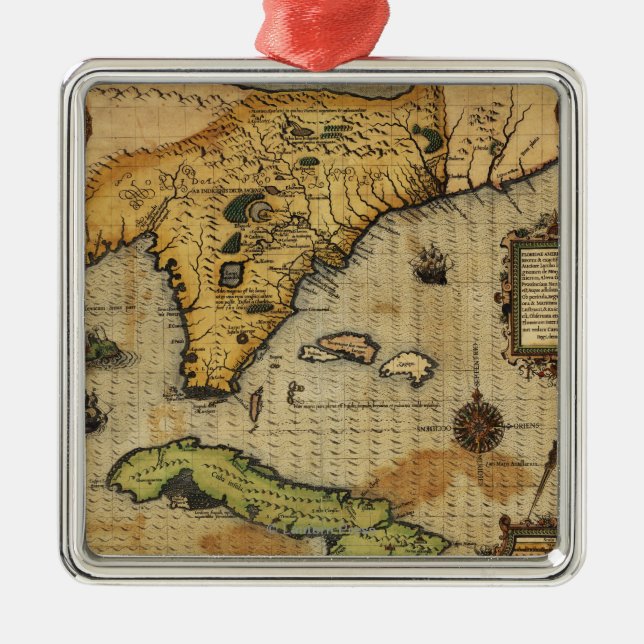 FloridaPanoramic MapFlorida Ornament Aus Metall (Vorne)