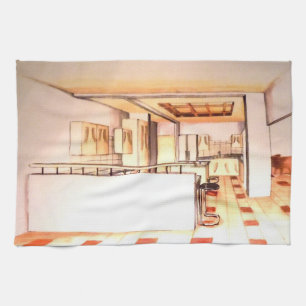 Floridian Modern Kitchen Rendering Perspektive on  Geschirrtuch