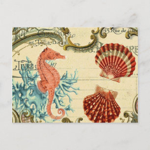 florieren französisch modern vintage Meeresmuschel Postkarte