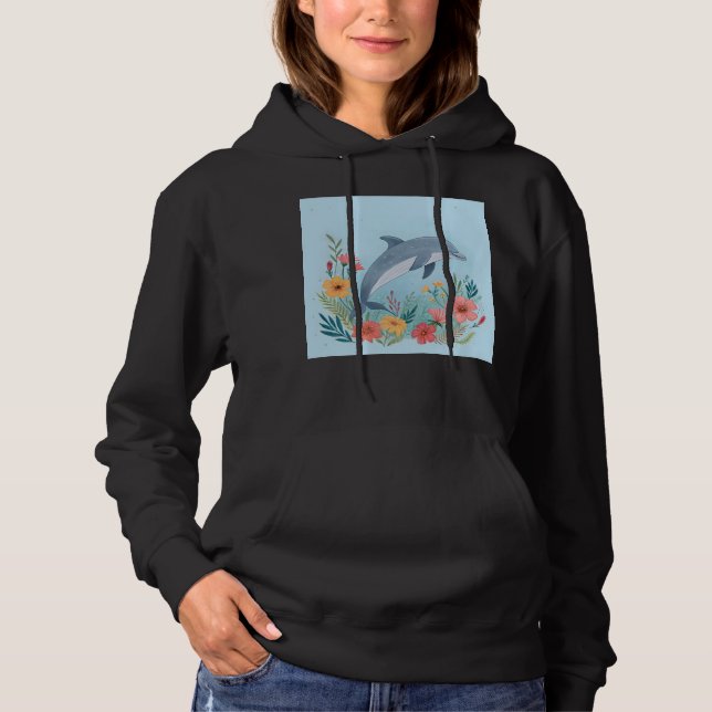 Floriger Delfin Hoodie (Vorderseite)