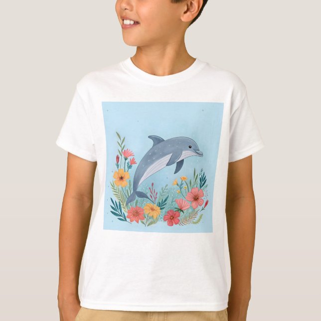 Floriger Delfin T-Shirt (Vorderseite)