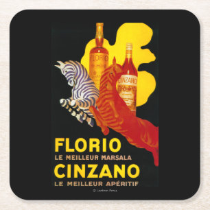 Florio Cinzano Vintage Poster Europa Rechteckiger Pappuntersetzer