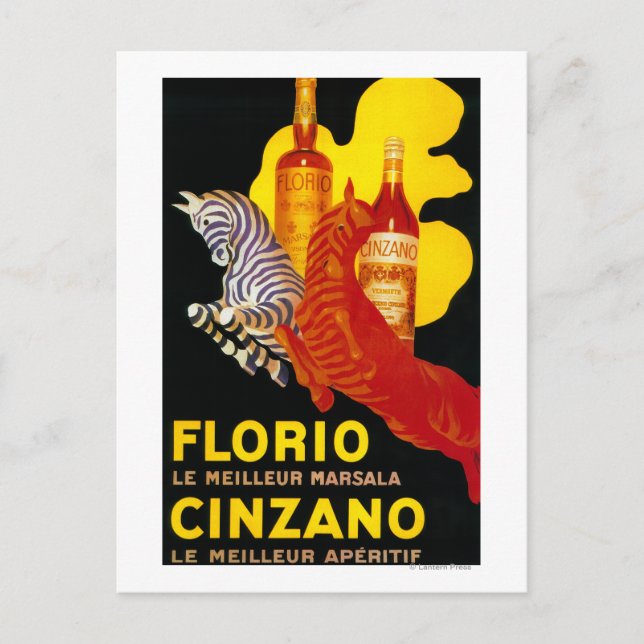 Florio Cinzano Vintage PosterEurope Postkarte (Vorderseite)