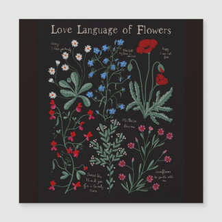 Floriograpy Liebe Sprache der Blume botanisch Magnetkarte