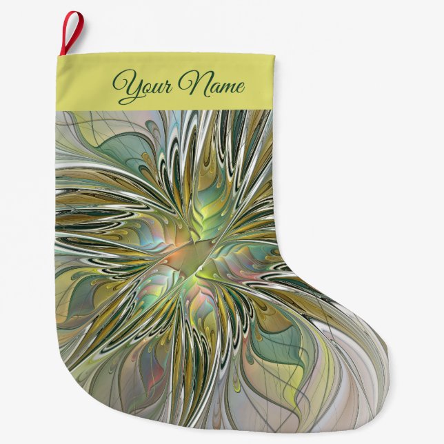 Florische Fantasie Modernes Fraktal Blume Großer Weihnachtsstrumpf (Vorderseite)