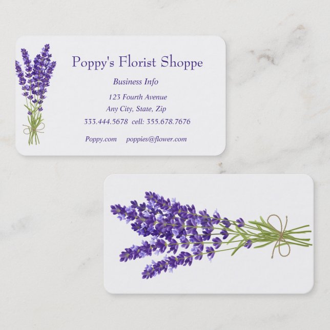 Florist Blume Lavender Pflanze Shop Visitenkarte (Vorne/Hinten)