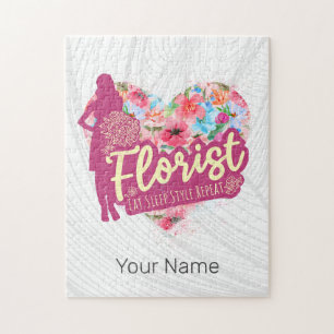 Florist Blumen Mit Herz Vintage-Gartendesign Puzzle