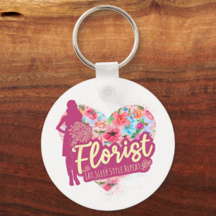 Florist Blumen Mit Herz Vintage-Gartendesign Schlüsselanhänger
