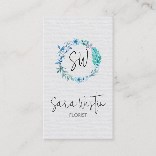 Florist Blumen Monogramm Visitenkarte (Vorderseite)