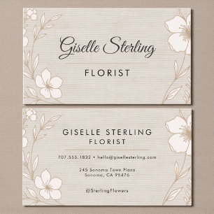 Florist Botanische Blumen Florale Leinen Visitenkarte