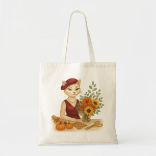 Florist Cat Designer arrangiert Herbst-Blume Tragetasche