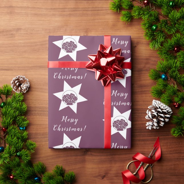 Florist Custom-Logo Frohe Weihnachten Weiß und Lil Geschenkpapier (Feiertagsgeschenk)