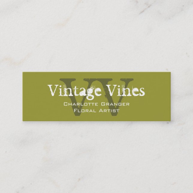 Florist Customizable Business Card Monogramme Mini Visitenkarte (Vorderseite)