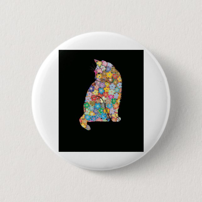 Florist Florist Ca Blume Cat Cat Red Cat Pink Cat Button (Vorderseite)