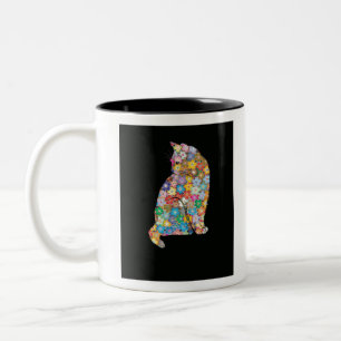 Florist Florist Ca Blume Cat Cat Red Cat Pink Cat Zweifarbige Tasse