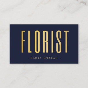 Florist Foto QR-Code Navy und Gold Visitenkarte