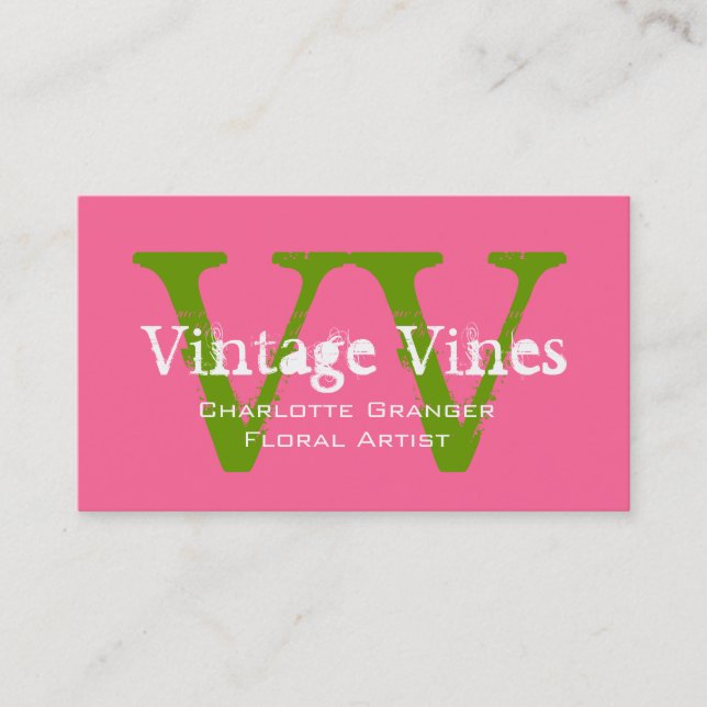 Florist Green Pink - individuelle Visitenkarte (Vorderseite)