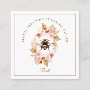 Florist Honey Bee Blush Pink Boho Floral Quadratische Visitenkarte