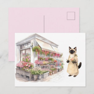Florist Katzenmutter Siamkatzenliebhaber im Blumen Postkarte