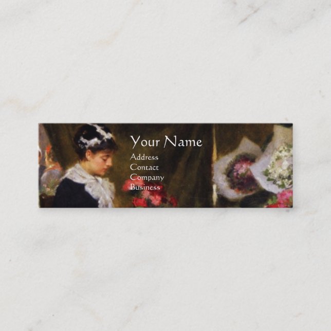 FLORIST MACHT EIN BOUQUET MIT FARBEN BLUME MINI VISITENKARTE (Vorderseite)