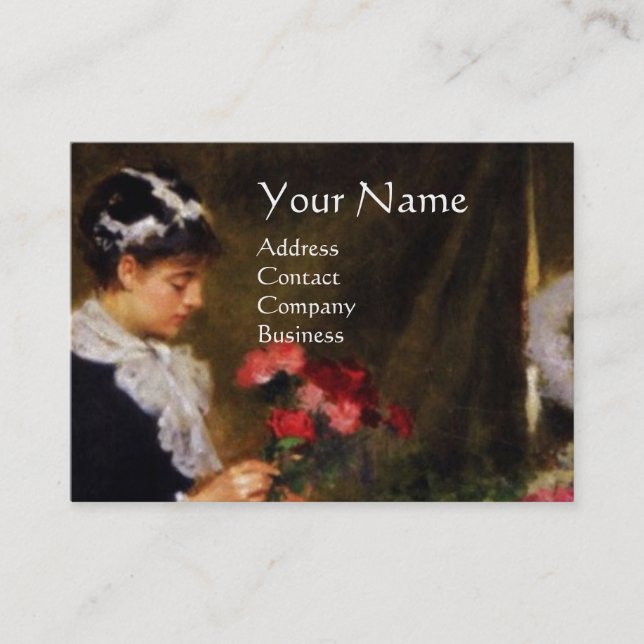 FLORIST MACHT EIN BOUQUET MIT FARBEN BLUME VISITENKARTE (Vorderseite)