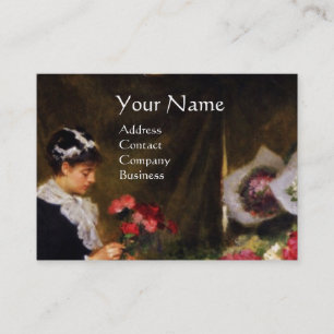 FLORIST MACHT EIN BOUQUET MIT FARBEN BLUME VISITENKARTE