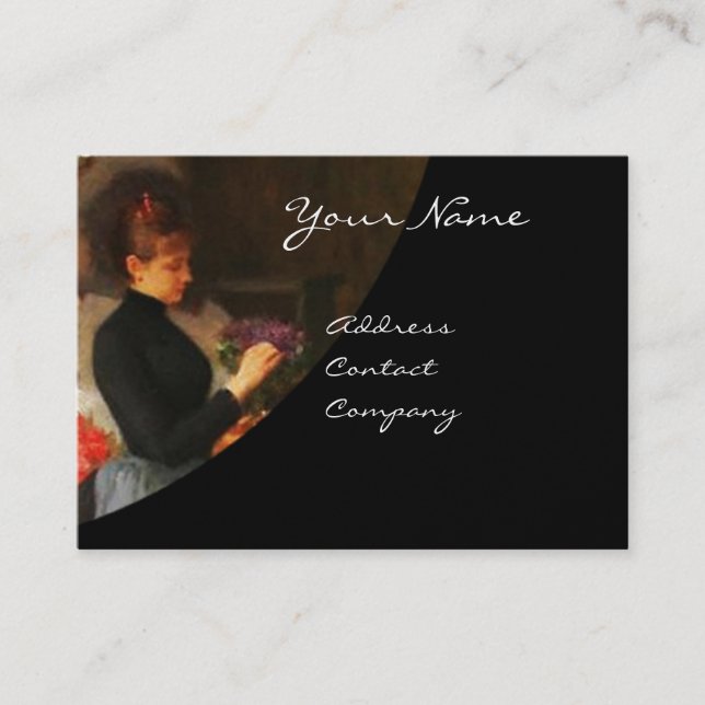 FLORIST MACHT EIN BOUQUET MIT FARBEN BLUME VISITENKARTE (Vorderseite)