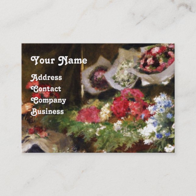 FLORIST MACHT EIN BOUQUET MIT FARBEN BLUME VISITENKARTE (Vorderseite)