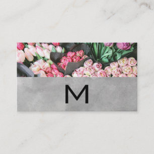 Florist   Monogramm und Wasserfarbblock Visitenkarte