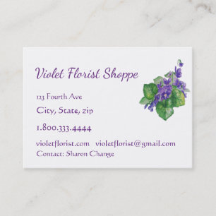 Florist Nature Blume Wasserfarben Violett Pflanze Visitenkarte