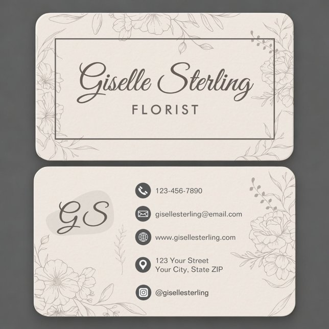 Florist Neutral Floral Visitenkarte (Von Creator hochgeladen)