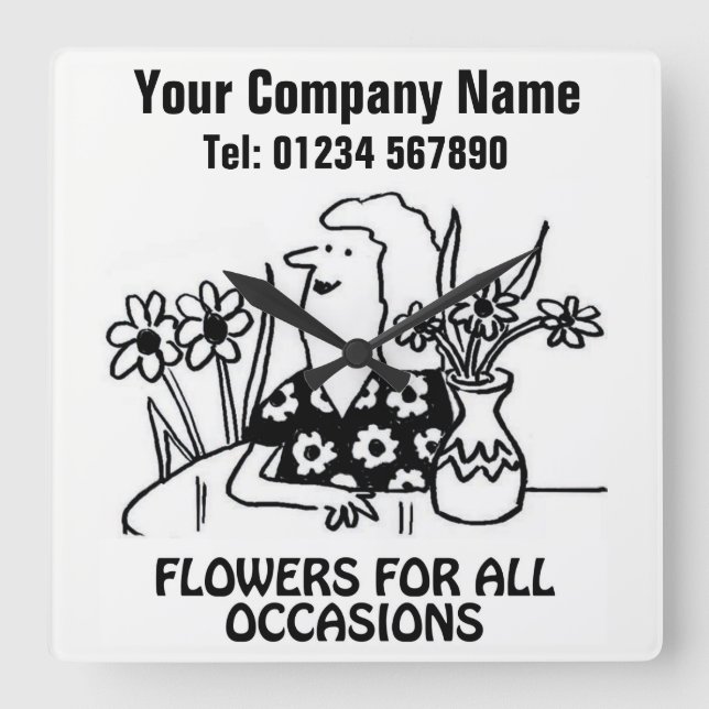 Florist oder Blume Shop Cartoon Uhr (Vorderseite)