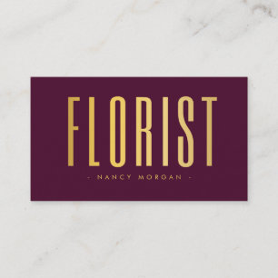 Florist QR-Code-Logo Burgund und Gold Visitenkarte