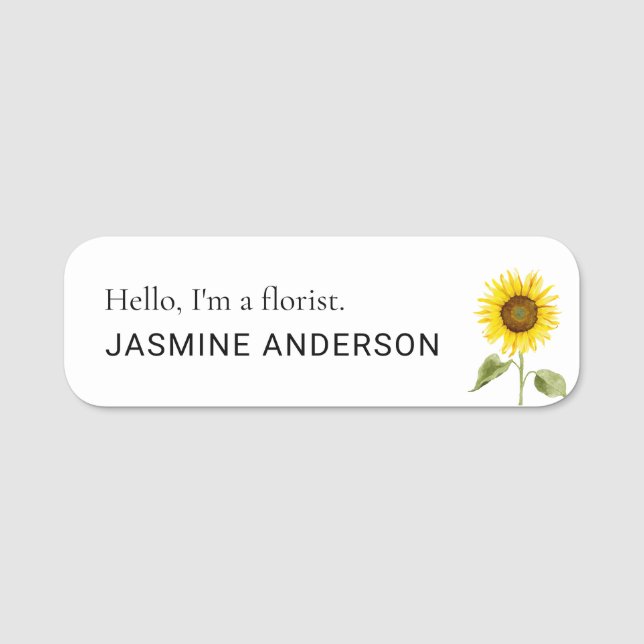 Florist Sunflower Blume Business Custom Namensschild (Vorderseite)