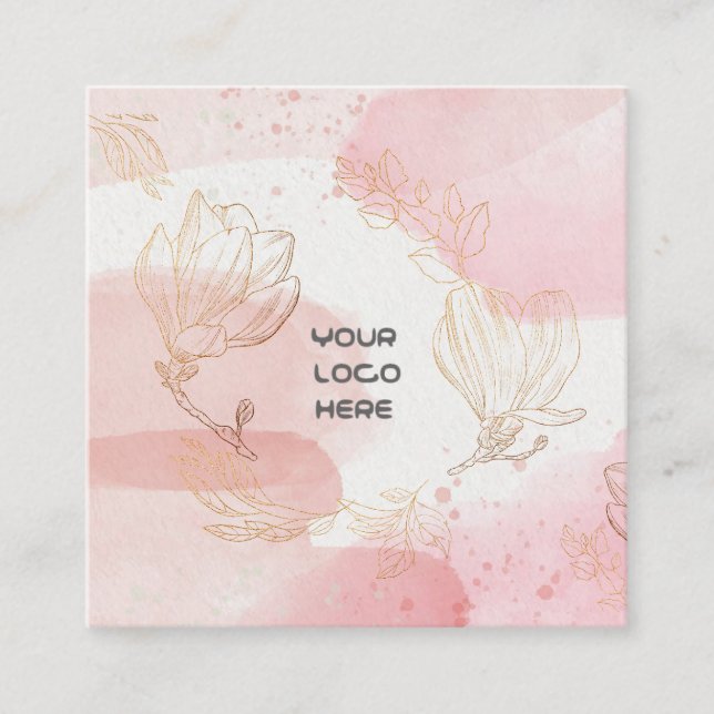 Florist Watercolor Gold Blume Business Card Quadratische Visitenkarte (Vorderseite)