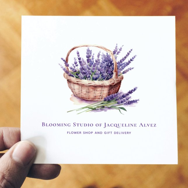 Florist Watercolor Lavender Elegante Quadratische Visitenkarte (Von Creator hochgeladen)