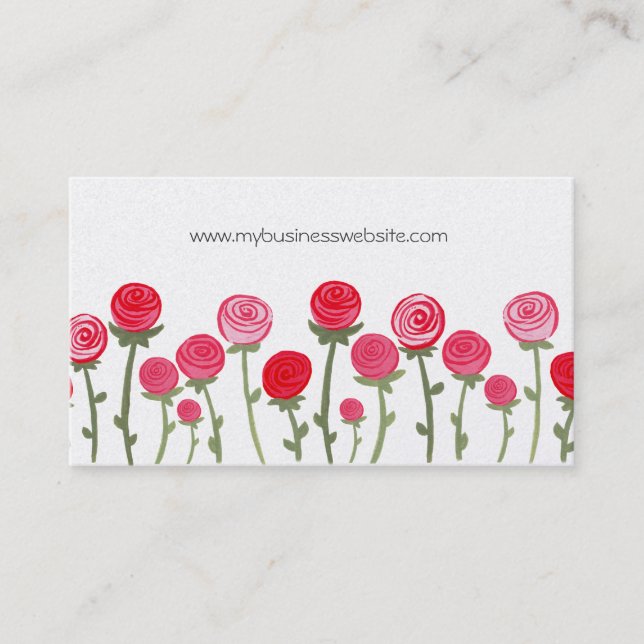 Floristen-Rosen-elegante hübsche kundenspezifische Visitenkarte (Vorderseite)