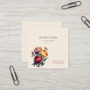 Floristikshop Pfingstrosen   Quadratische Visitenkarte