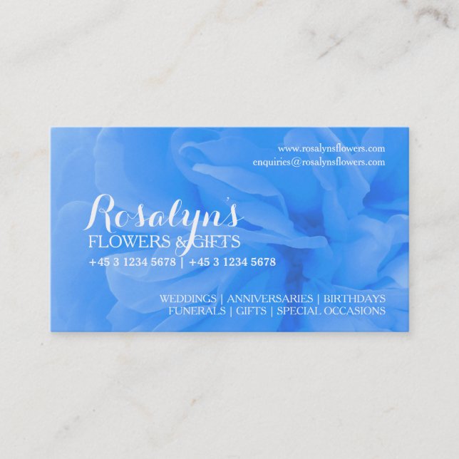 Floristinisch-blaue Rose floristische Firmenkarten Visitenkarte (Vorderseite)
