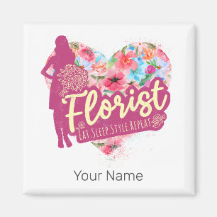 Floristische Blume mit Vintagem Gartendesign Magnet