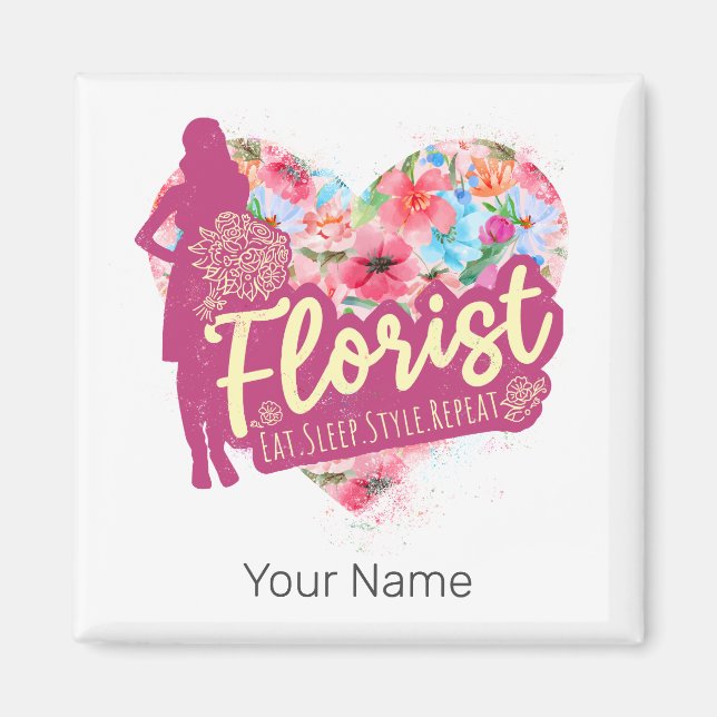 Floristische Blume mit Vintagem Gartendesign Magnet (Vorne)