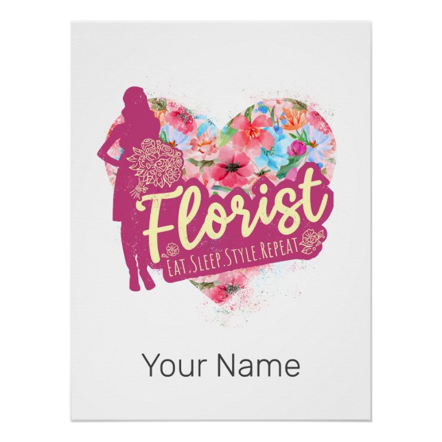 Floristische Blume mit Vintagem Gartendesign Poster (Vorderseite)