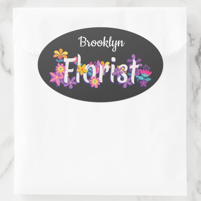 Floristische Blume unterhalten moderne Typografie Ovaler Aufkleber (Tasche)