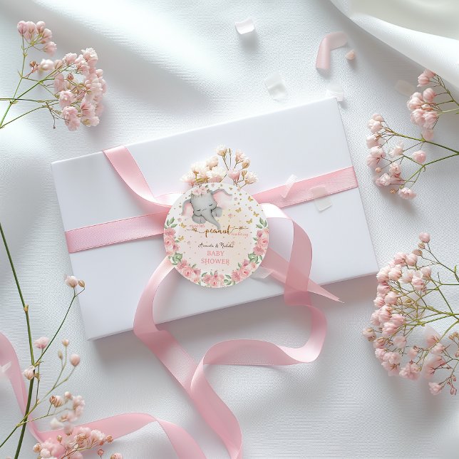 Florrosa Elefantenbaby Dusche Runder Aufkleber (Von Creator hochgeladen)